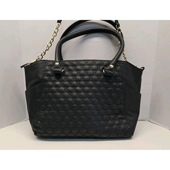 Betsey Johnson Quilted Satchel Black Bag - Picture 2 of 15